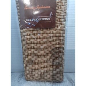Tommy Bahama Cloth Napkins‎ Brown Weave 100% Polyester Set of 4